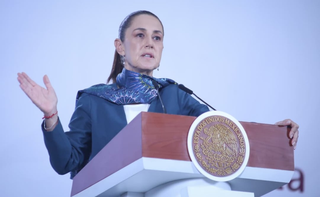 La presidenta Claudia Sheinbaum Pardo durante la “Mañanera del Pueblo” en Palacio Nacional de este 12 de mayo de 2026. Foto: Luis Camacho/ EL UNIVERSAL