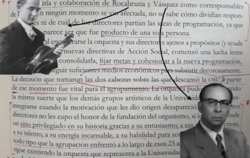 Rocabruna y Vásquez, guardianes de la OFUNAM durante sus primeros años. Fotografía y collage: Josue Chispan