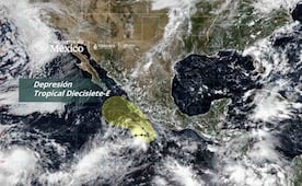 Se desarrolla depresión tropical Diecisiete-E al sureste de Michoacán; causará fuertes lluvias en cuatro estados