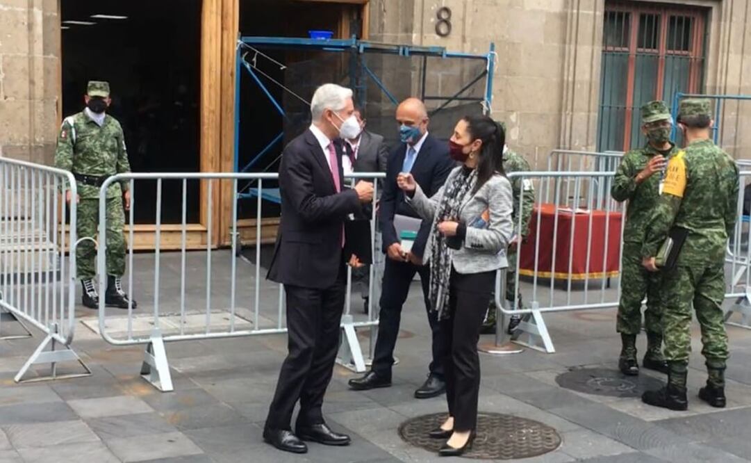 El gobernador del Estado de México se reunió con López Obrador, Claudia Sheinbaum y Román Meyer. Foto: Pedro Villa y Caña / EL UNIVERSAL