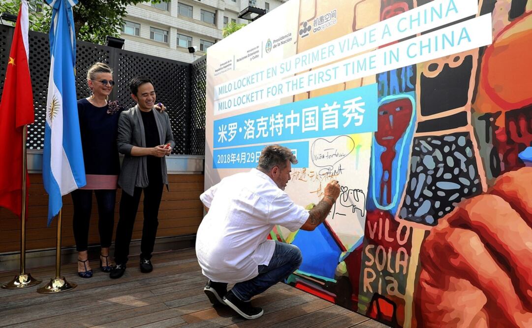 Lockett viajó a Pekín para exhibir 25 de sus obras en la galería AIO Space. Foto: facilitada por la embajada argentina en Pekín