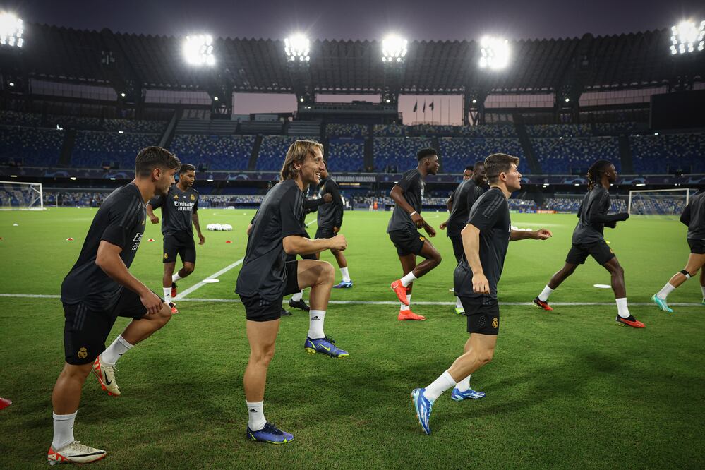 Real Madrid previo al duelo ante Napoli (Alessandro Garofalo/ AP)