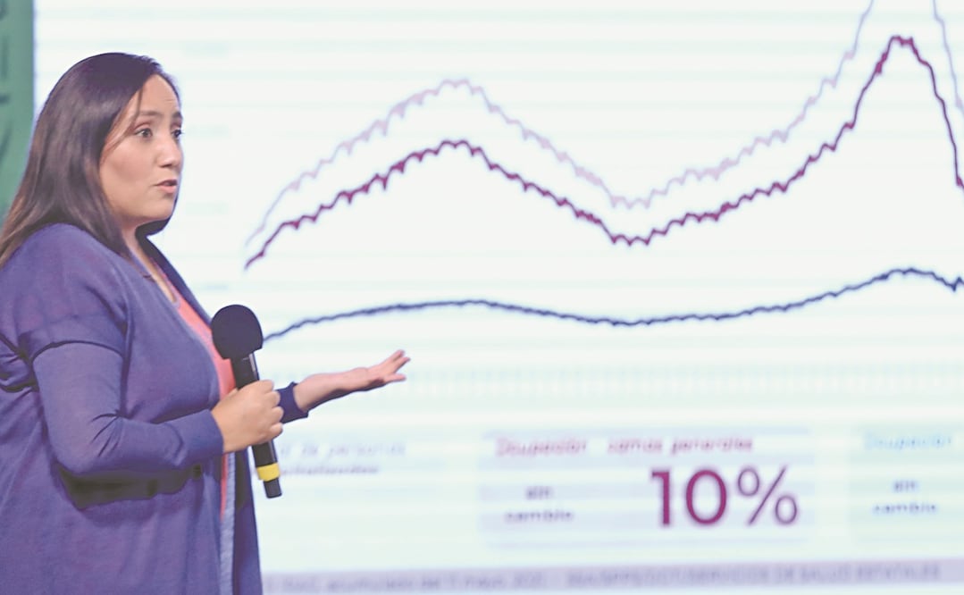 Alethse de la Torre Rosas, directora General del Censida, fue la encargada de dar los números Covid del día de ayer. Foto: VALENTE ROSAS. EL UNIVERSAL 