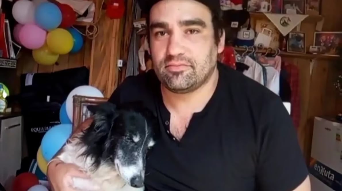 Pipo ha acompañado al argentino Pablo Machado durante 14 años. Este 14 de febrero, el festejo conmovió a las redes sociales. FOTO: CAPTURA