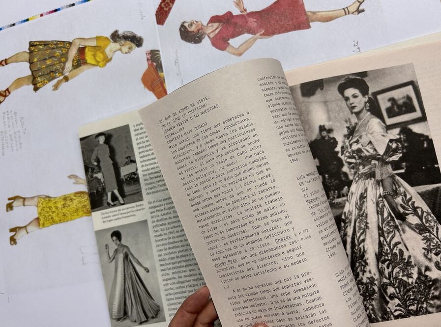 Interior del libro "Vestuario 1931-1981. 50 años de creación en el cine mexicano".
Foto: Brenda Rodríguez