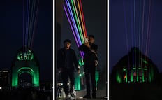 CDMX proyecta arcoíris de la diversidad del Monumento a la Revolución al Zócalo; es un mensaje de tolerancia, convivencia y pluralidad: Brugada