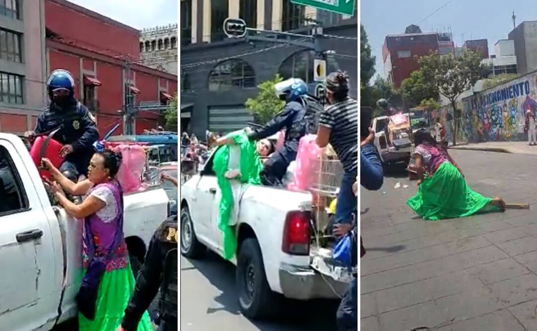 Foto: Marven persiguiendo a la policía capitalina por llevarse sillas de su negocio