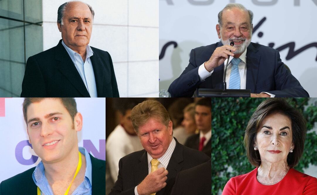 Amancio Ortega, Carlos Slim, Eduardo Saverin, Germán Larrea Mota Velasco e  Iris Fontbona. Foto: especial