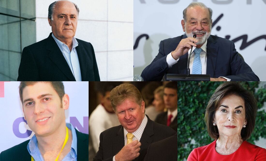 Amancio Ortega, Carlos Slim, Eduardo Saverin, Germán Larrea Mota Velasco e Iris Fontbona. Foto: especial