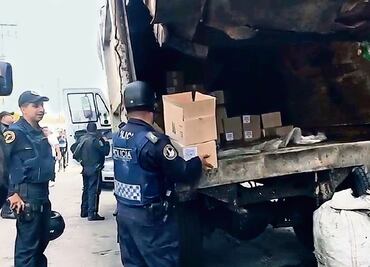 Incautan camión de basura con mercancía robada