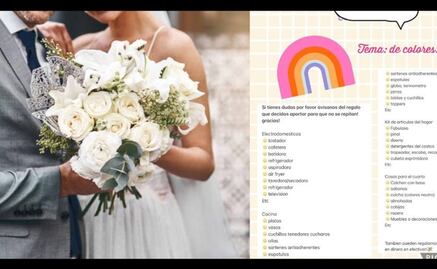 Invitada a boda se indigna al recibir lista de regalos de los novios; piden desde colchón hasta escoba