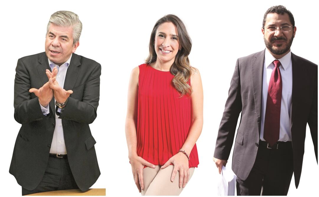 A la izquierda el Líder del PRD en la capital, Raúl Flores; al centro la Presidenta del PRI en la capital, Mariana Moguel; a la derecha el Líder de Morena en la capital, Martí Batres (FOTOS: ARCHIVO EL UNIVERSAL)