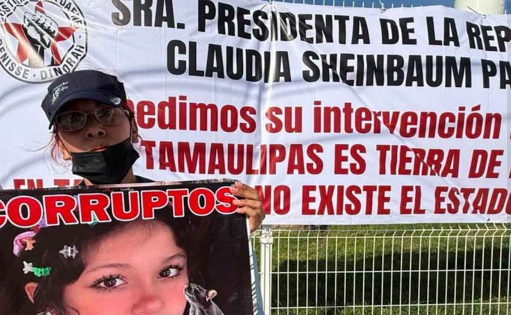 En otra enorme manta blanca, el mensaje fue el siguiente: “Sra. Presidenta de la República Claudia Sheinbaum Pardo, ¡pedimos su intervención inmediata!”. | Foto: Especial.