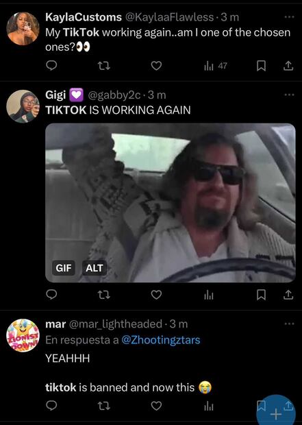 Comentarios de usuarios en TikTok EU. Imagen: X