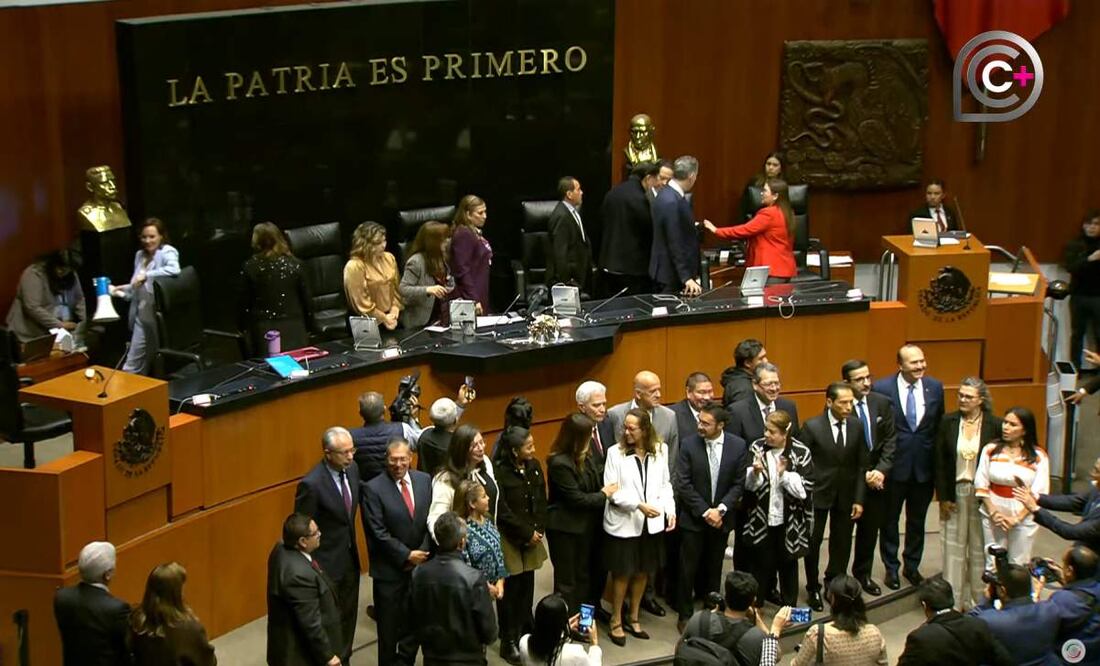 Rinden protesta como cónsules ante pleno del Congreso el extitulares de GN e Insabi y expriistas. Foto: Captura