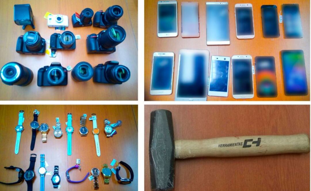 Cámaras, celulares y relojes eran parte del botín. Foto: Procuraduría capitalina