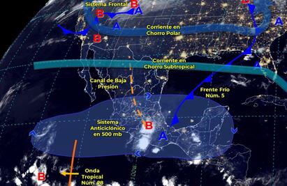 Frente frío 5 provocará lluvias en estados del sureste del país y en Península de Yucatán
