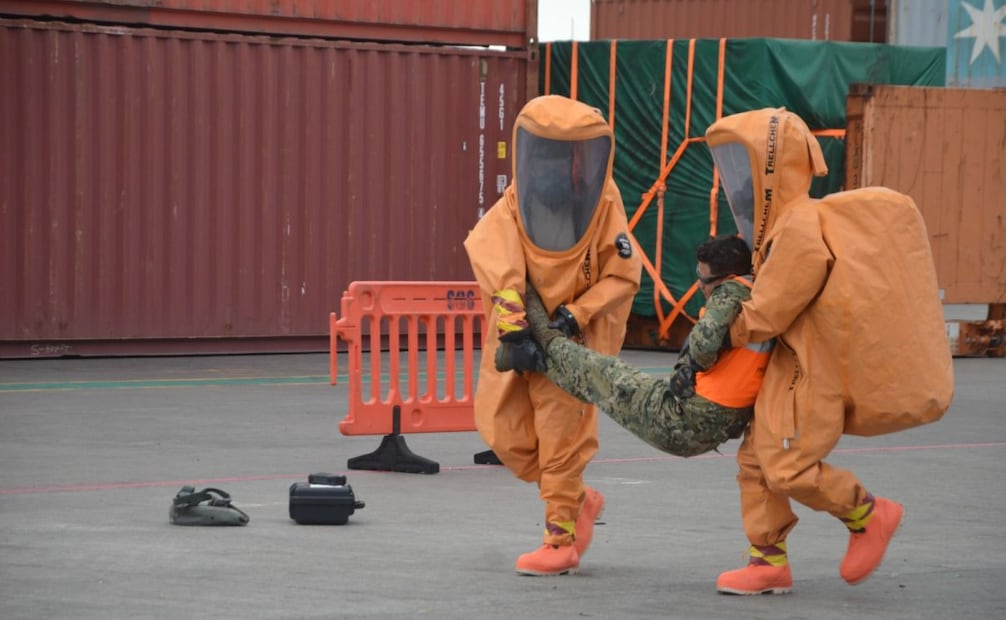 Mundial 2026: Secretaría de Marina realiza simulacro químico en puerto de Veracruz; prueban protocolos de emergencia.
Foto: Especial.