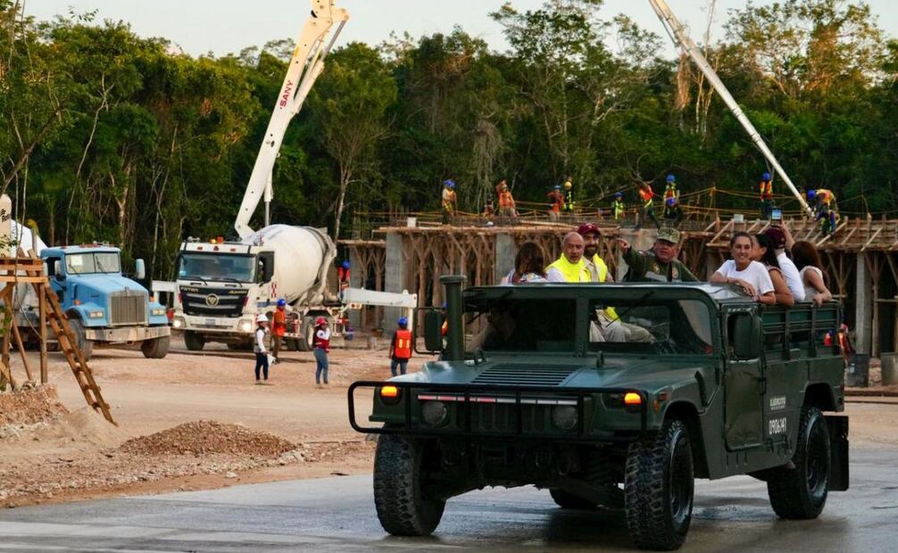 La presidenta Claudia Sheinbaum supervisa Tren Maya de carga en Quintana Roo. Foto: Especial