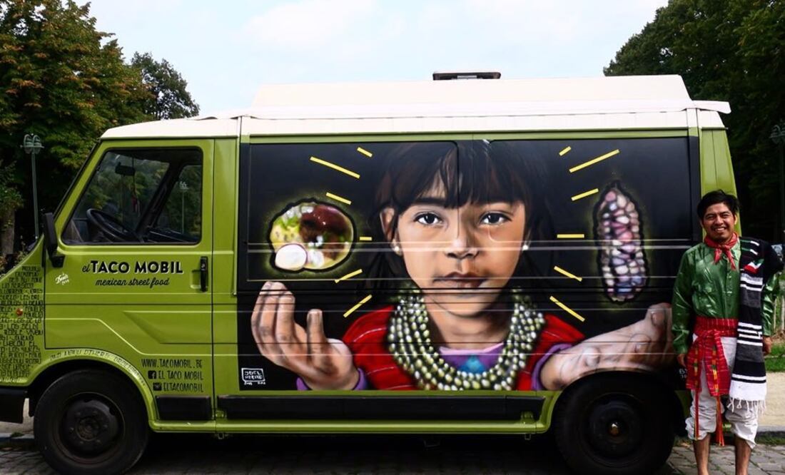 En estos meses Joel lo mismo ha tenido intervenciones en un festival en Bruselas, que ha tuneado un tacomovil de un negocio de comida (Foto: Especial)