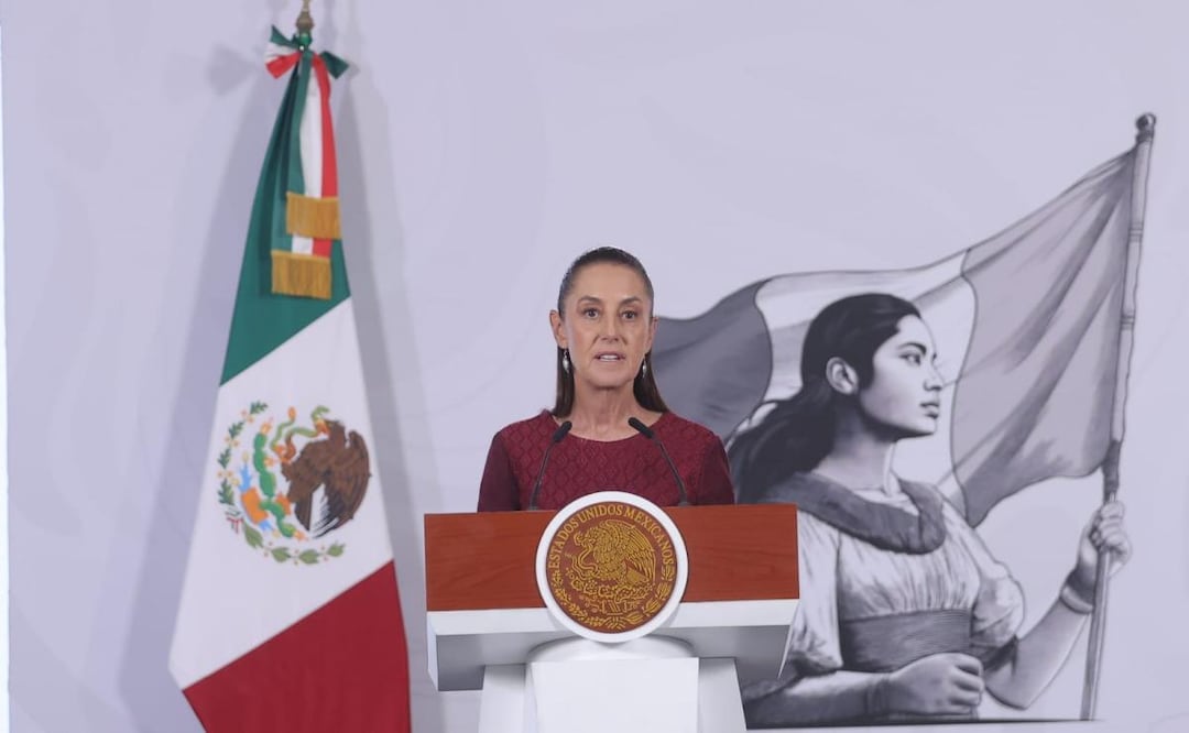 Presidenta Claudia Sheinbaum durante su conferencia de prensa desde Palacio Nacional (04/06/2026). Foto: Gabriel Pano / EL UNIVERSAL