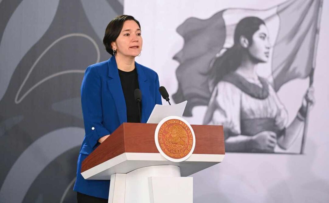 Marcela Figueroa, titular del Secretariado Ejecutivo del Sistema Nacional de Seguridad Pública (SESNSP), durante la mañanera del 8 de enero del 2026. Foto: Presidencia