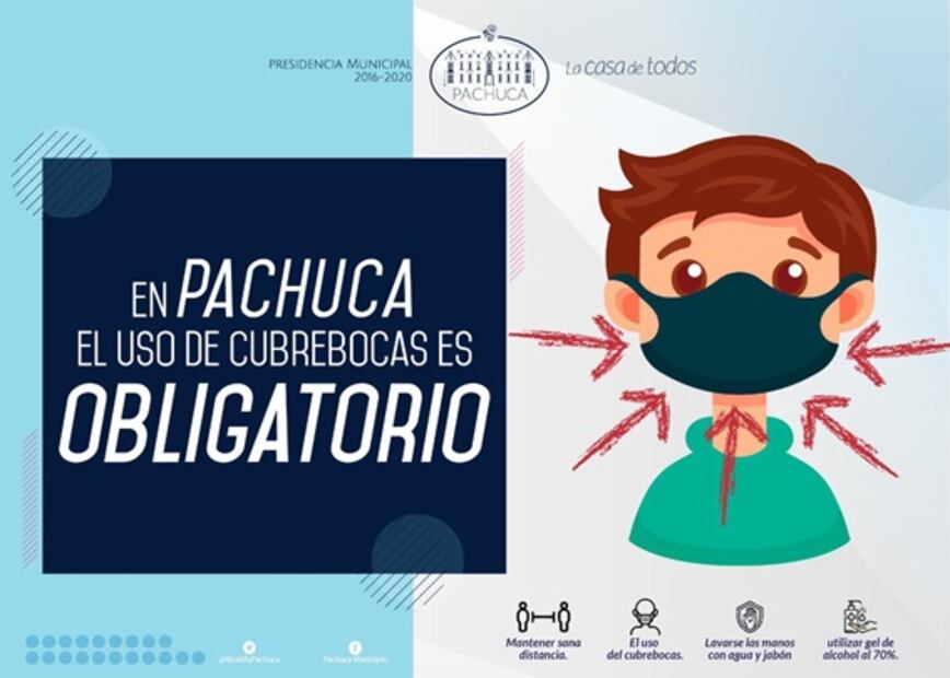 Hacen obligatorio el uso de cubrebocas en 3 municipios de Hidalgo