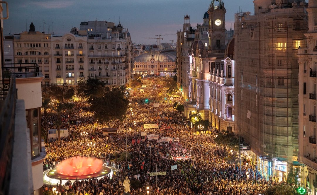Protesta en Valencia tras inundaciones. Foto: EFE