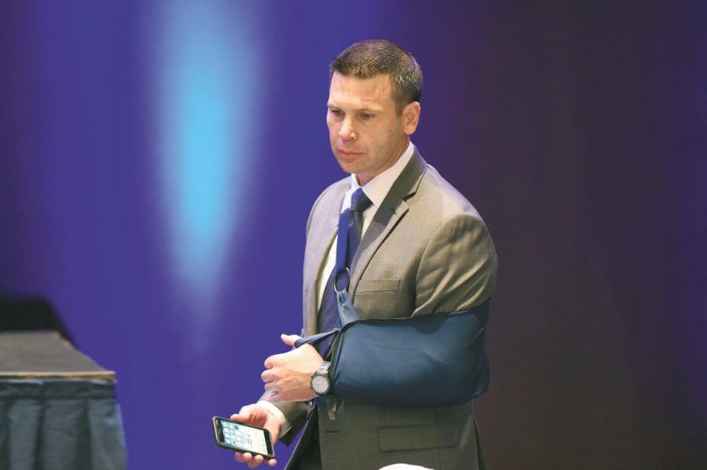 Por la cooperación. El secretario de Seguridad Nacional de EU, Kevin McAleenan, en la reunión de ayer en Guatemala. Foto: 