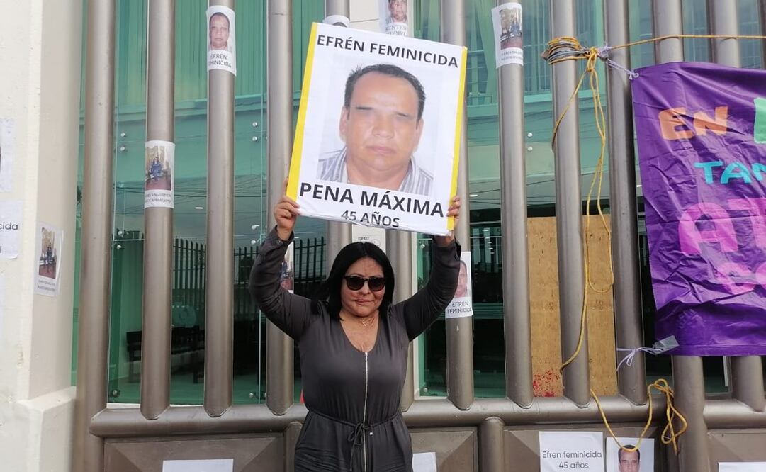 Carmen Sánchez al dar a conocer la sentencia a su agresor. Foto: Yalina Ruiz / EL UNIVERSAL