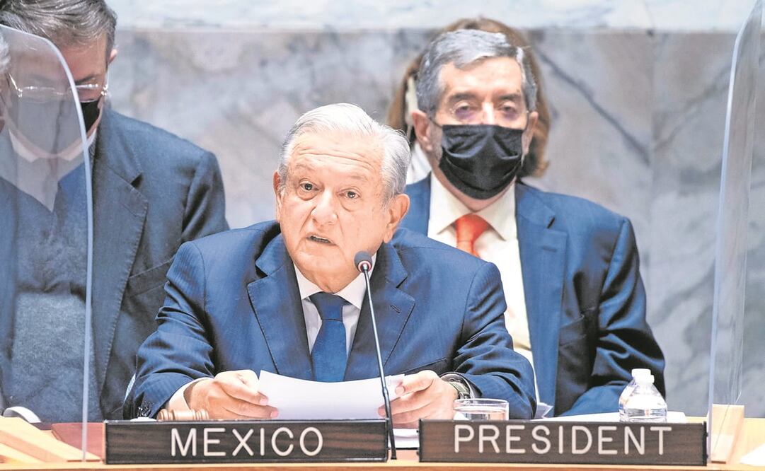El presidente López Obrador se presentó por primera vez ante el Consejo de Seguridad de la ONU, en Estados Unidos. Foto: ARCHIVO EL UNIVERSAL