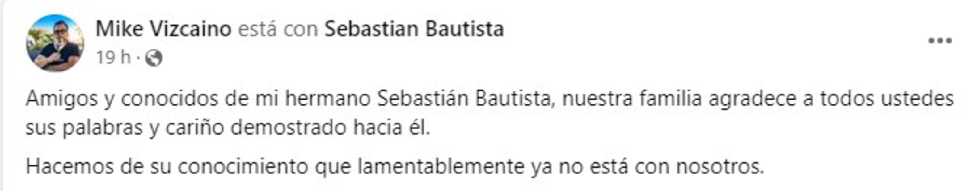 Sebastián Bautista. Foto: Facebook