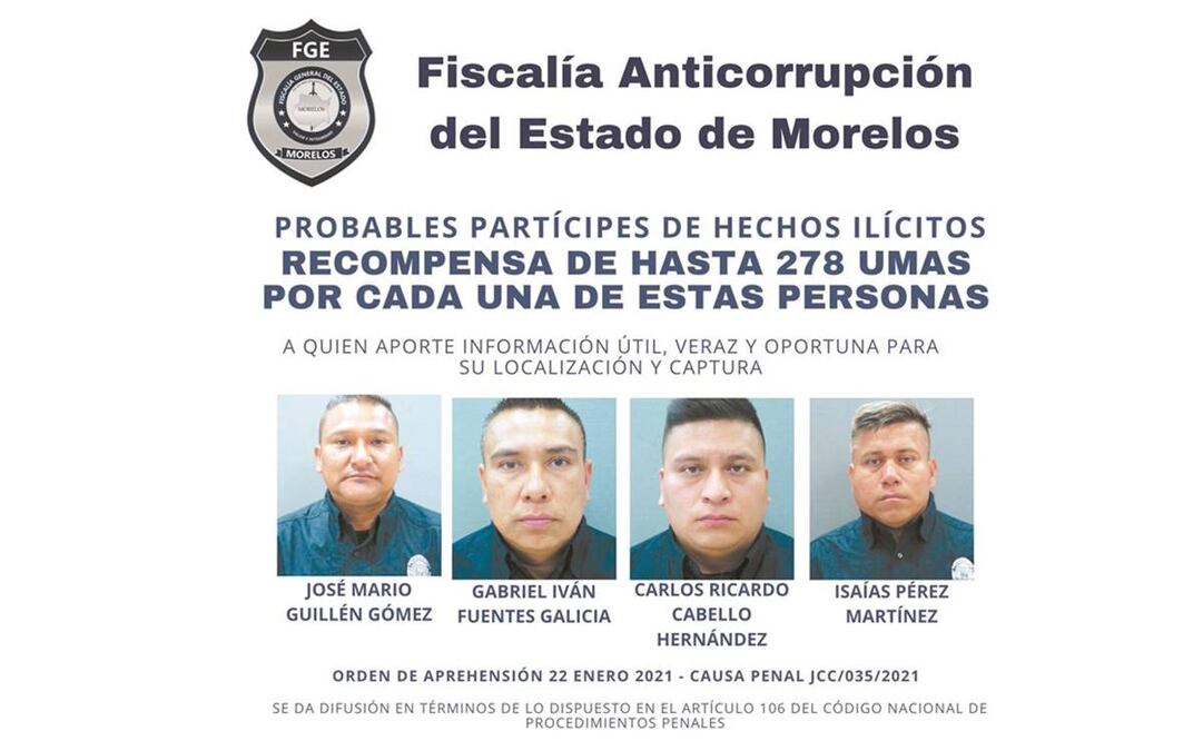 Los expolicías son considerados prófugos de la justicia desde enero, luego de que uno de sus compañeros fue llevado a prisión preventiva. Foto: Especial