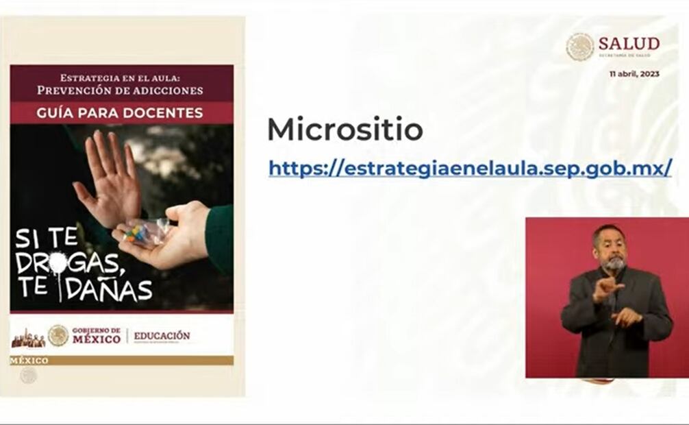 Micrositio contra las adicciones. Foto: Captura de pantalla