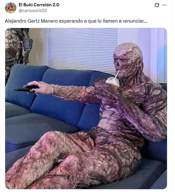 Memes de la renuncia de Alejandro Gertz Manero. Foto: X