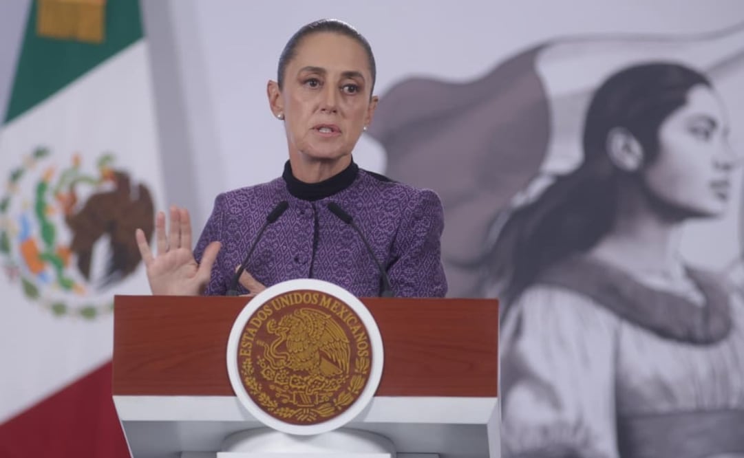 La presidenta Claudia Sheinbaum durante la mañanera del martes 20 de enero de 2026 en Palacio Nacional. Foto: Carlos Mejía/ EL UNIVERSAL