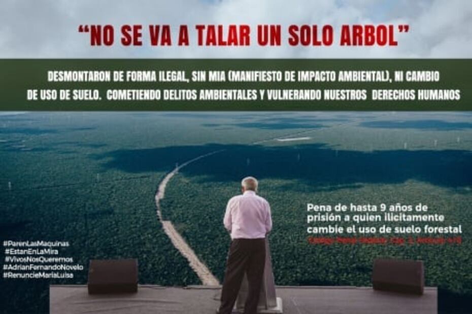 Activistas insisten que AMLO "baje del helicóptero y camine el Tramo 5" del Tren Maya; protestan por ecocidio