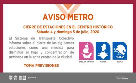 Cierran estaciones del Metro en Centro Histórico este fin de semana