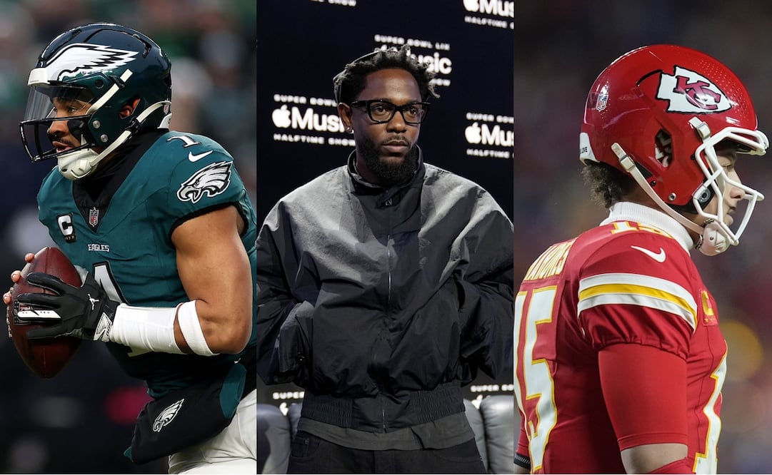 Jalen Hurts, Kendrick Lamar y Patrick Mahomes - Fotos: AP y AFP