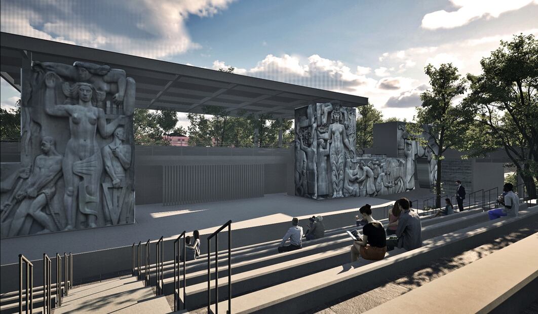 El proyecto rescata principalmente los murales del complejo de la extinta Secretaría de Comunicaciones y Obras Públicas; además, integrará áreas verdes, senderos, pistas para corredores y museos. Foto: especial