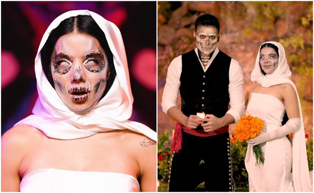 En una forma muy original para celebrar la vida, Doris apareció vestida de blanco con una túnica y un ramo de flor de cempasúchil en las manos. Fotos: TikTok