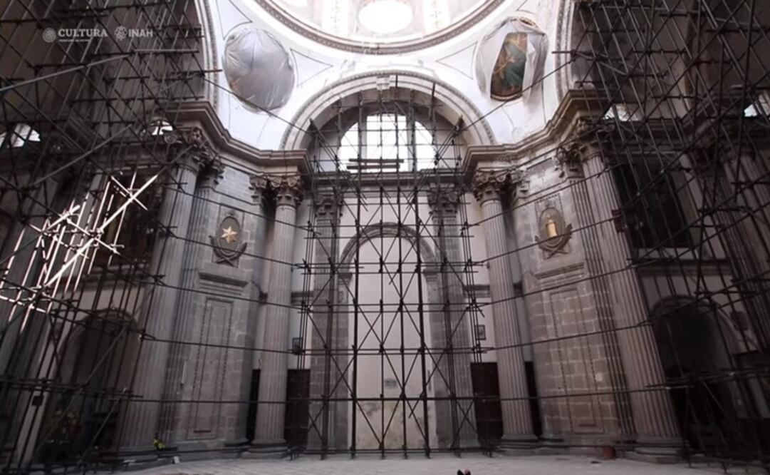 Restoration process of the Our Lady of Angels Temple in Mexico City – Photo: Taken from INAH TV’s YouTube channel
