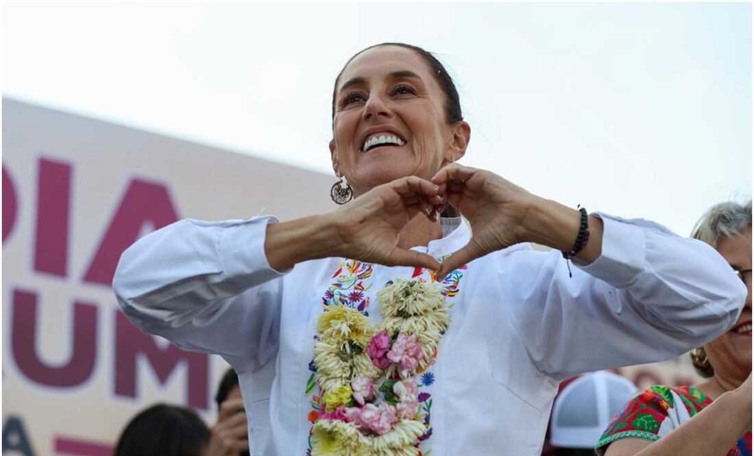 Claudia Sheinbaum, candidata a la presidencia de México por la coalición Sigamos Haciendo Historia, encabezó un mítin en el Edomex. Foto: Diego Simón/EL UNIVERSAL