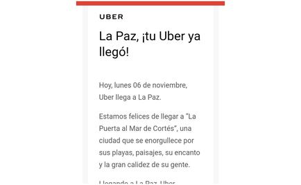 Uber llega a La Paz, Baja California Sur