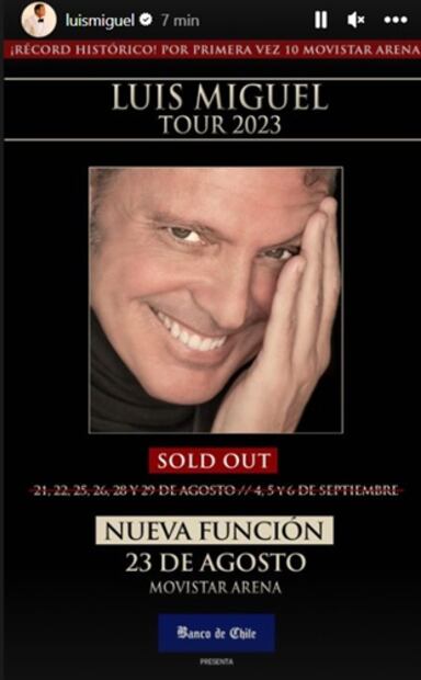 El cantante acaba de anunciar una nueva fecha en Chile, regresando las esperanzas a sus fans mexicanos. Foto: Instagram