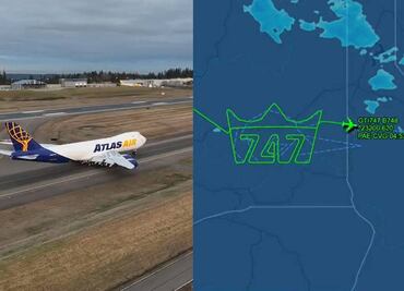 Último Boeing 747 traza una corona en su ruta a manera de homenaje