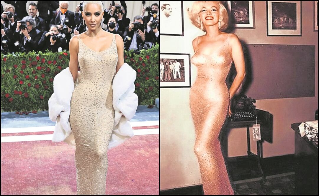 Kim Kardashian con el vestido de Marilyn Monroe. Fotos: Agencias.