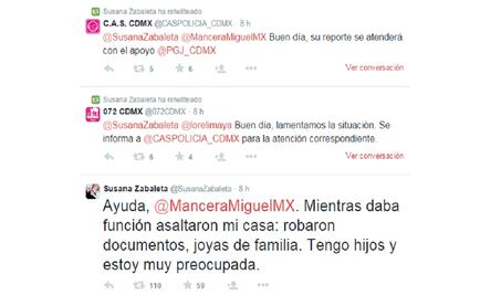 Burglars rob Susana Zabaleta's house