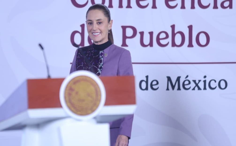 La presidenta Claudia Sheinbaum en la “Mañanera del Pueblo” del 25 de agosto de 2026 en Palacio Nacional. Foto: Luis Camacho/ EL UNIVERSAL