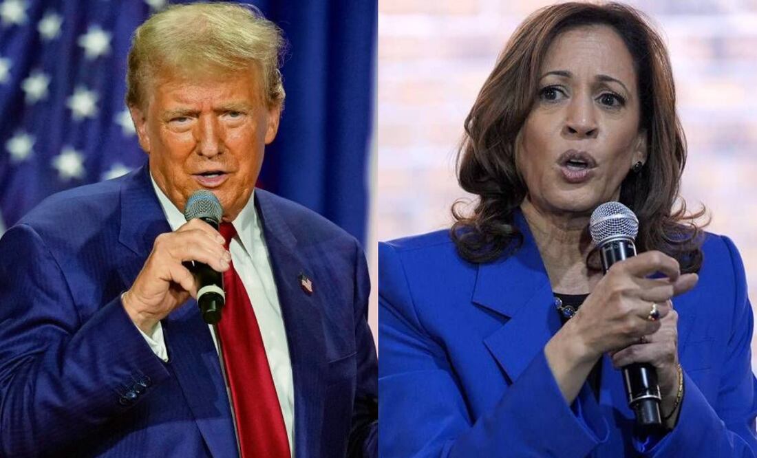 Donald Trump y Kamala Harris siguen empatados en las encuestas para la presidencia de EU. Fotos: AP